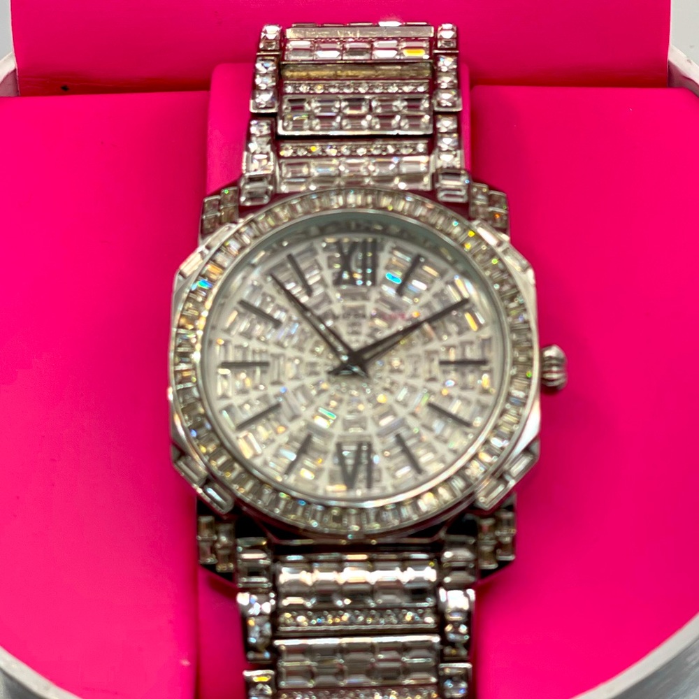 Isaac Mizrahi Glamorous Crystal Covered Link Watch